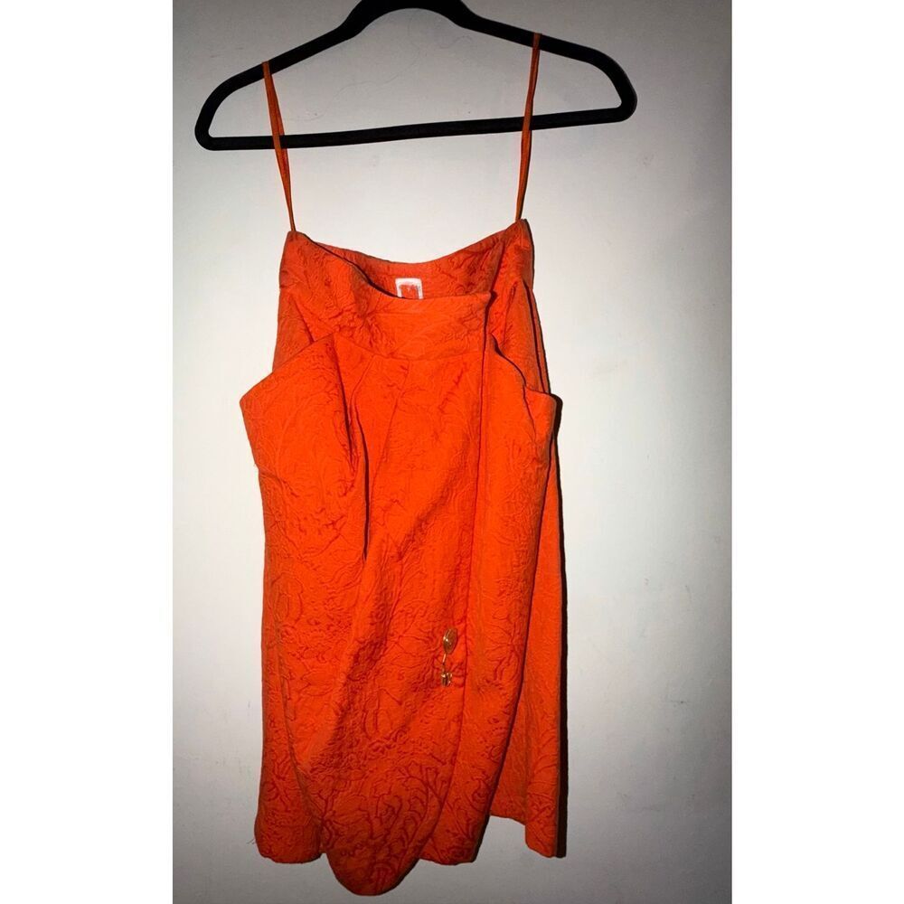 Orange Vintage Versace Skirt size 4 with gold Versace pin